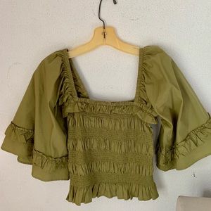 Free People smocked flowy sleeve top